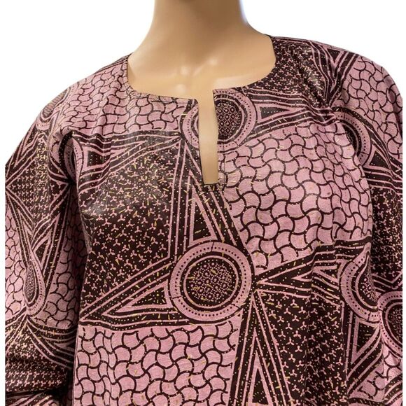 ETHNO WORLD Cape Town Geometric Print Pink Embellished Kaftan Boubou XXL PLUS - Picture 3 of 7